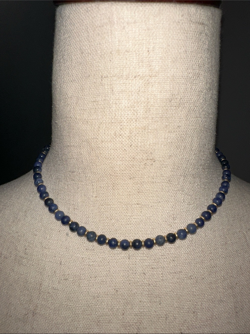 Blue Beaded Necklace — Unbranded Lapis-Style Gemstone Choker